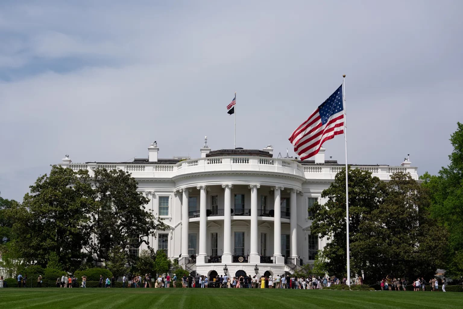The White House with the American flag